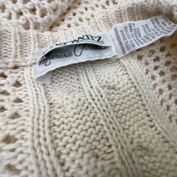 Marisa Christina for Sakowitz vintage Open Knit Sweater women’s size L ivory SS - Picture 8 of 9